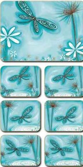 Picture of HA005C - 158 COASTERS BLUE DRAGONFLY 9.5X11CM