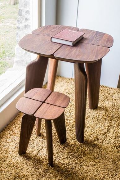 Picture of Clover Small Dining Table with Four Stools Set. T$1290