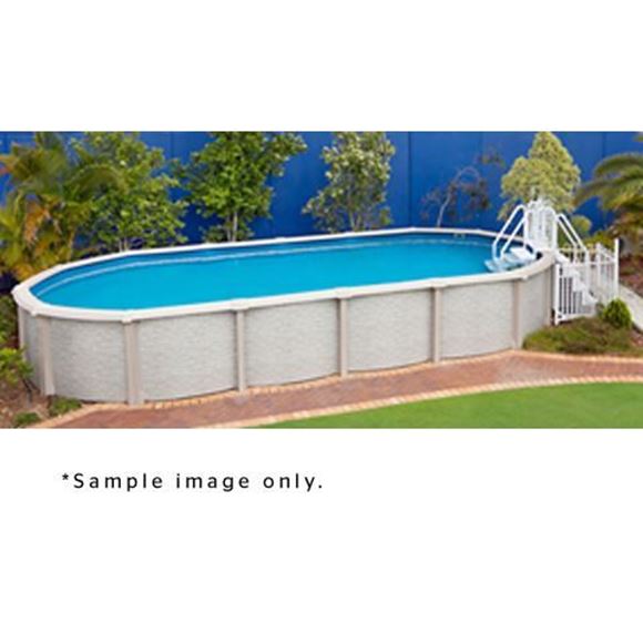 Picture of Salt Water Swimming Pool - Oval 7.3 x 3.6m x 1.32m, Braceless (above ground), Flat Floor , Dark Blue liner