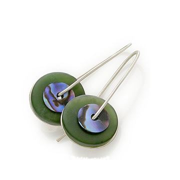 Picture of Silver Greenstone Paua Disc Earrings