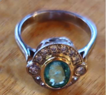 Picture of Emerald and Diamond Cluster Ring