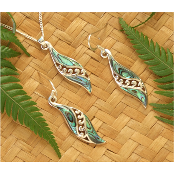 Picture of "Angels Wings" NZ Paua Sterling Silver Set110