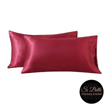 Picture of Si Belle Collections - Burgundy Satin Pillowcase - Delivery Included
