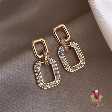 Picture of Victoria Jane - Square Geo Drop Gold Earrings - Delivery Included