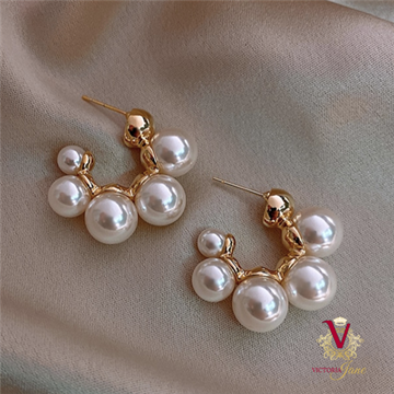 Picture of Victoria Jane - Milan Pearl Classic Hoop Earrings - Delivery Included