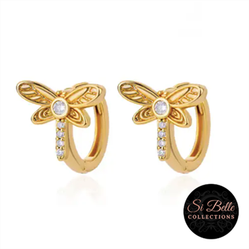 Picture of Si Belle Collections - Gold Dragonfly Hoop Earrings - Delivery Included
