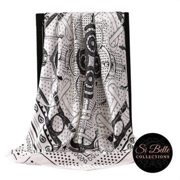 Picture of Si Belle Collections - Bridled Paisley White Scarf - Delivery Included