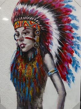 Picture of Canvas Oil Painting - Indian Headdress