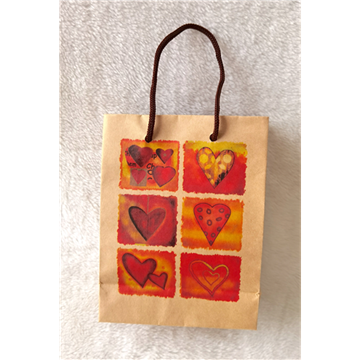Picture of Heart Printed Design Eco-friend Brown Paper Shopping Bags - small - 100 bags for T$200