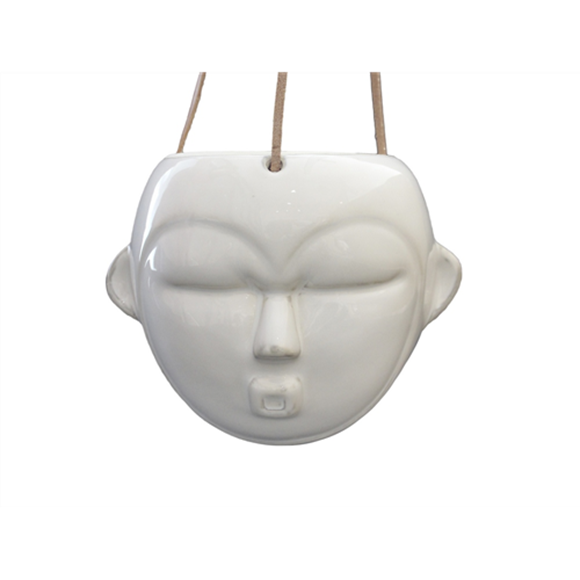 Picture of Hanging plant pot "Round Mask" white (PT3540WH)