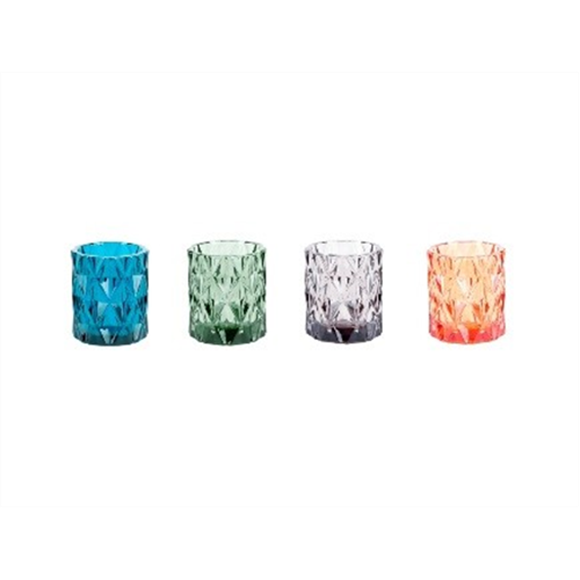 Picture of Tea light set of 4 "Gem" in assorted colours  (Code: PT2985AS)