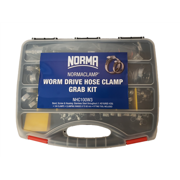 Picture of NORMA 100PCE WORM DRIVE HOSE CLIP GRAB KIT ASSORTMENT W3 (N-NHC100/W3)