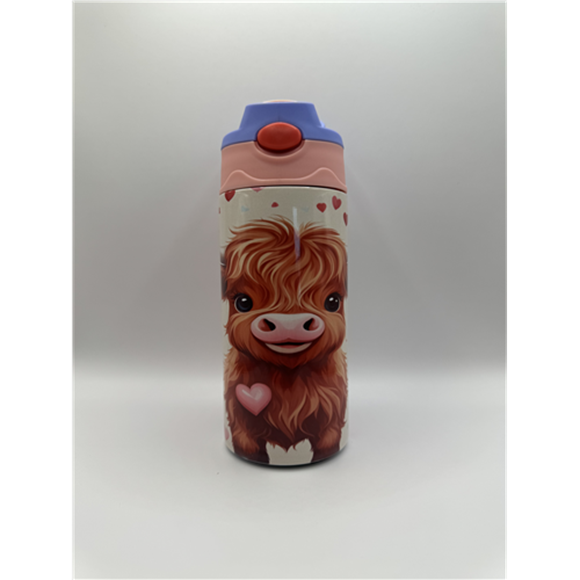 Picture of 12oz Toddlers Higland Cow Pop Top Drink Bottle