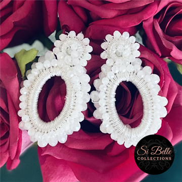Picture of Si Belle Collections - Higher Love Collection - White Beaded Glory Earrings - Delivery Included