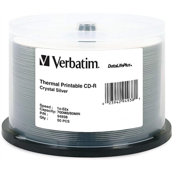 Picture of VERBATIM - THERMAL PRINTABLE CD-R 700MB 52X - CRYSTAL SILVER (50 PACK)