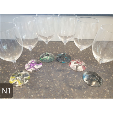 Picture of 6pcs White Wine Glass Set Boxed - Hand Painted Base - N4