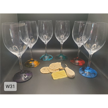 Picture of 6pcs White Wine Glass Set Boxed - Hand Painted Base - W31
