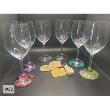 Picture of 6pcs White Wine Glass Set Boxed - Hand Painted Base - W32