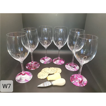 Picture of 6pcs White Wine Glass Set Boxed - Hand Painted Base - W7