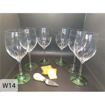 Picture of 6pcs White Wine Glass Set Boxed - Hand Painted Base - W14