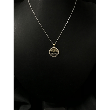 Picture of 9ct yellow and white gold with CZ tree of life pendant and chain