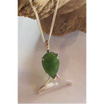 Picture of "Whale-song" NZ Jade/ Pounamu Silver Pendant & Chain, G3043