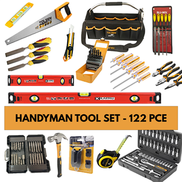 Picture of HANDYMAN TOOL SET IN CARRY  BAG + LEVELS - 122 PCES - PROMO150