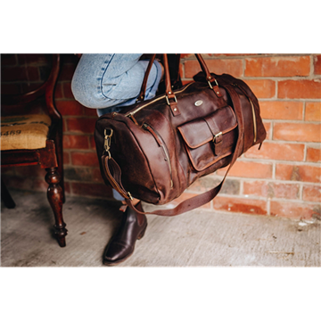 Picture of Leather Overnight Duffle Bag with Pockets